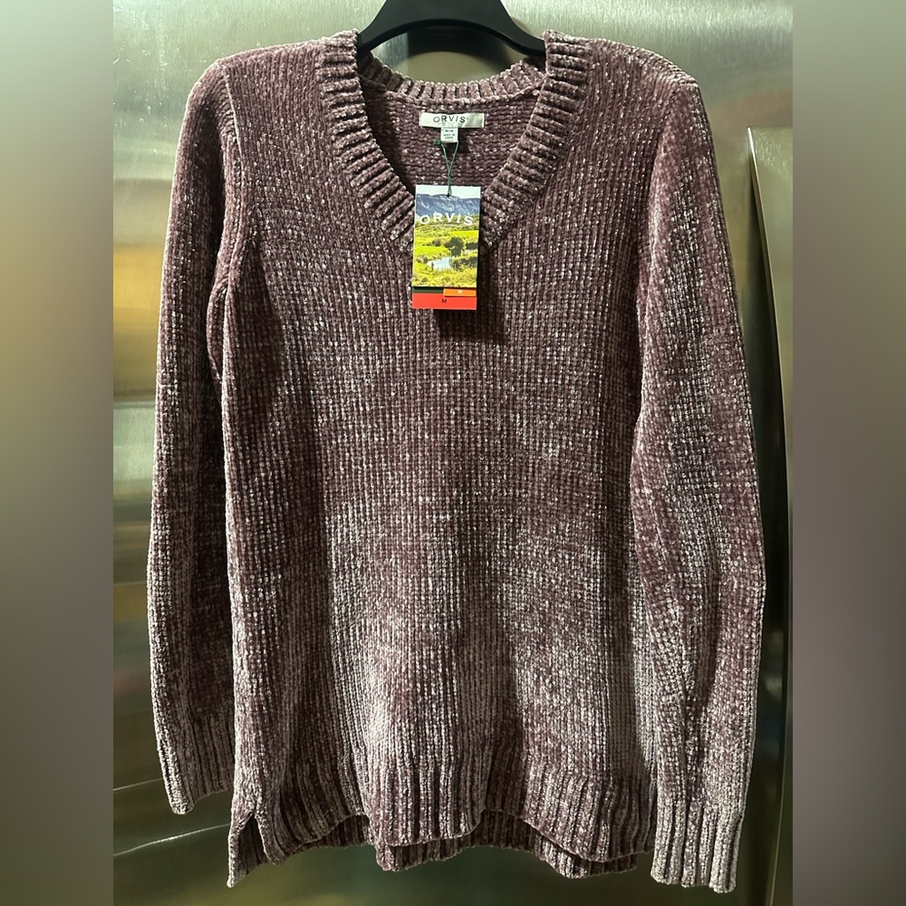 Orvis Women's Long Sleeve Sweater in Deep Purple with Silver Hue